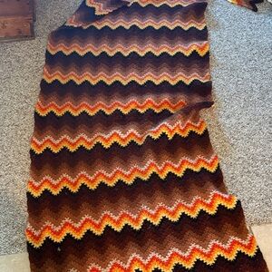 Long vintage crochet sofa scarf